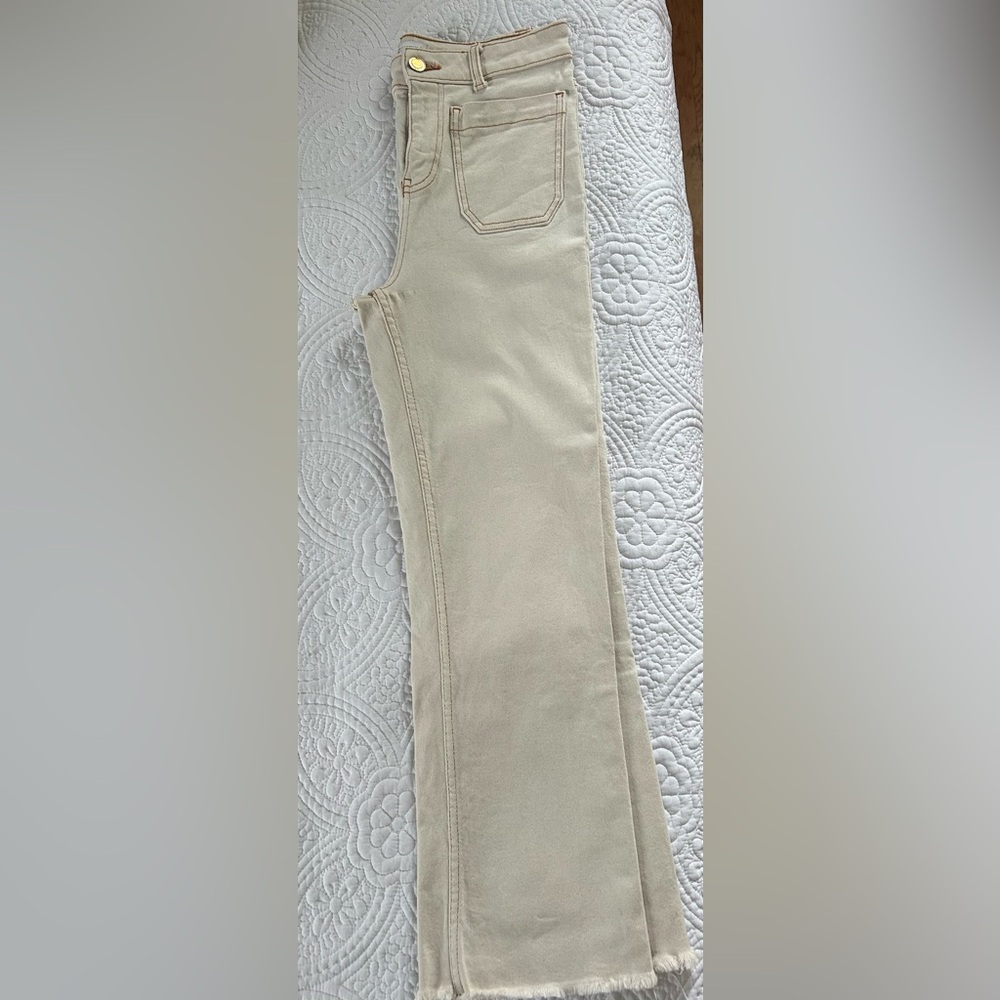 Zara Beige Ankle Cropped Jeans